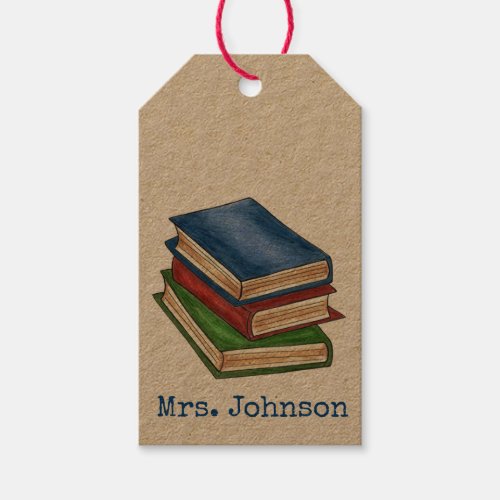 Library Book Stack Teacher Librarian Educator Gift Gift Tags