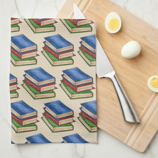 Library Book Stack Teacher Librarian Educator Gift Kitchen Towel (Quarter Fold)
