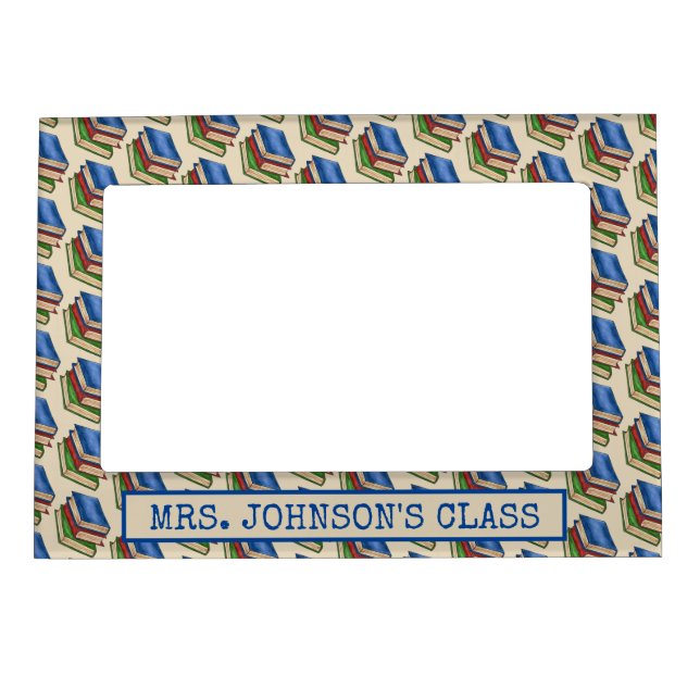 Library Book Stack Teacher Librarian Educator Gift Magnetic Frame (Front)