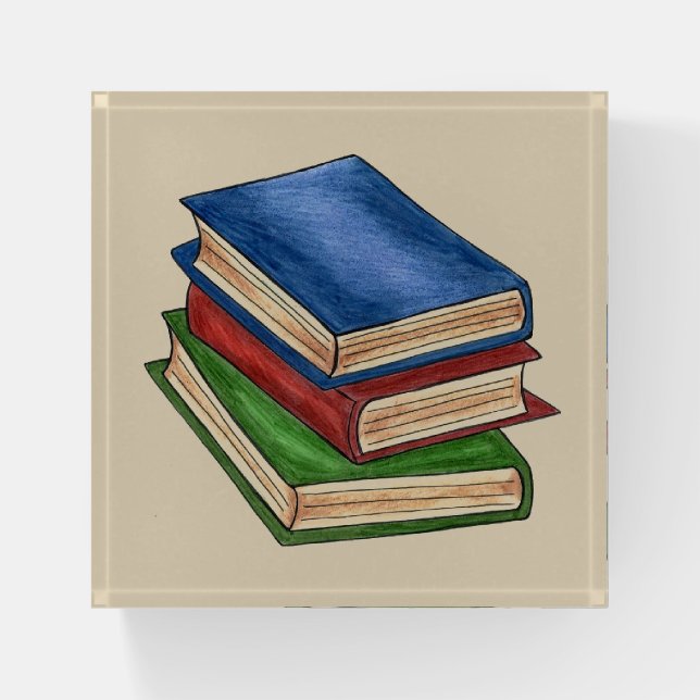 Library Book Stack Teacher Librarian Educator Gift Paperweight (Front)