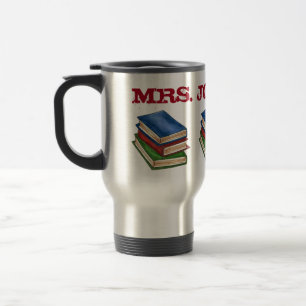 Library Book Stack Teacher Librarian Educator Gift Travel Mug
