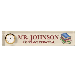 Library Book Stack Teacher Principal Librarian Desk Name Plate