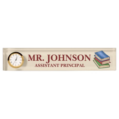 Library Book Stack Teacher Principal Librarian Desk Name Plate
