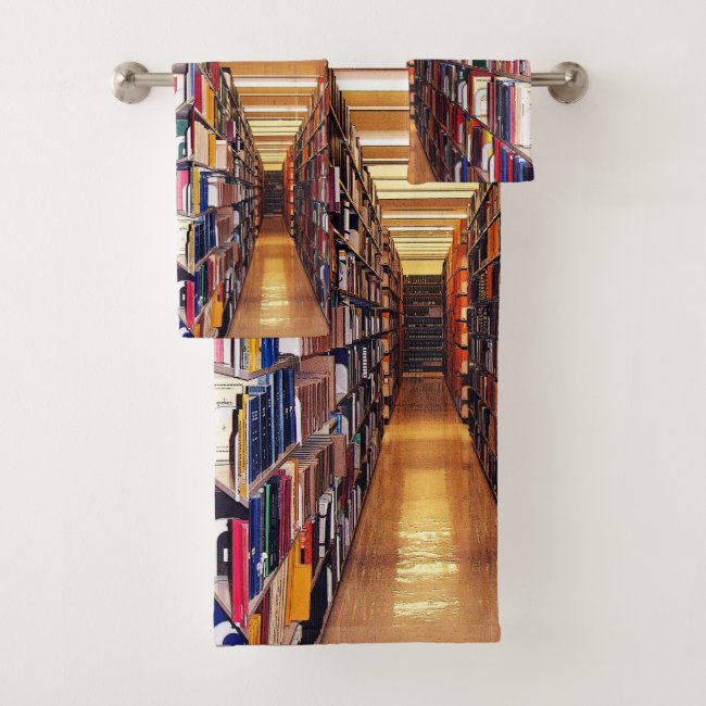 Library Book Stacks Abstract Bath Towel Set