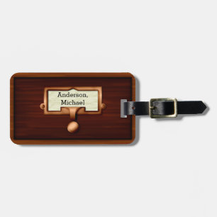 Library Book Wood Card Catalog Drawer Add Name Luggage Tag