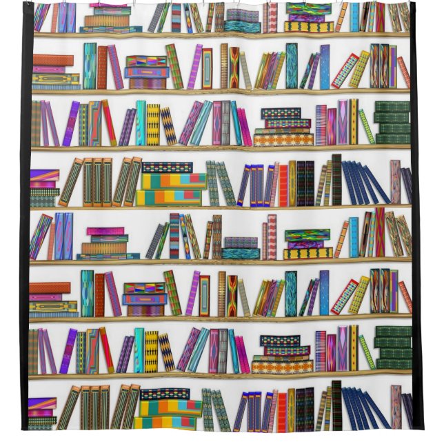 LIBRARY BOOKCASE SIMPLIFIED SHOWER CURTAIN (Front)