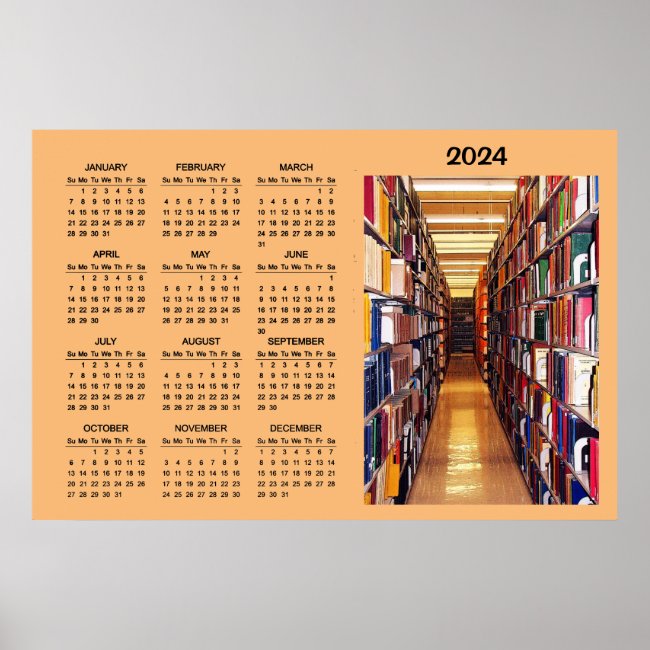 Library Books 2024 Calendar Poster