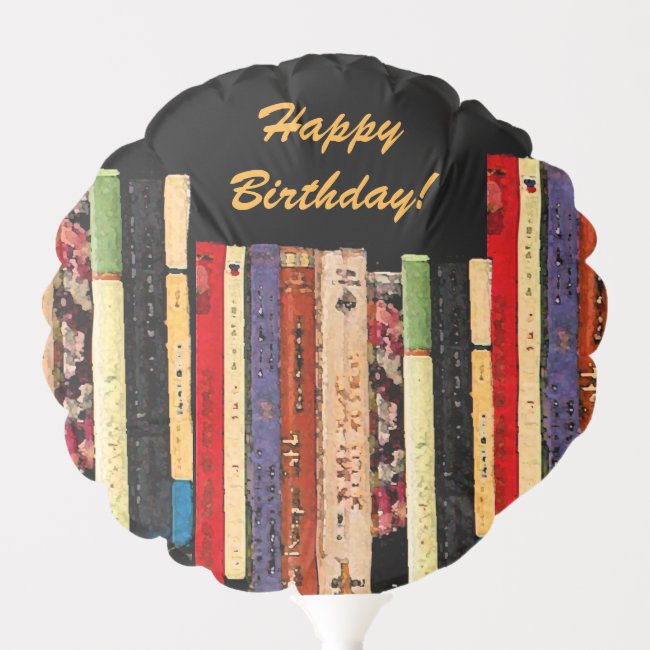 Library Books Abstract Birthday Balloon