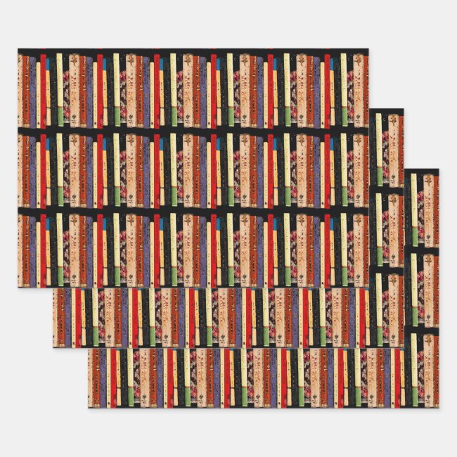 Library Books Abstract Pattern Wrapping Paper Set