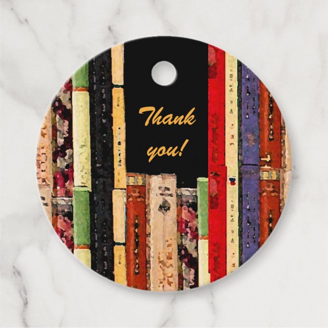 Library Books Abstract Thank You Favor Tags