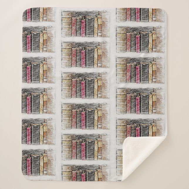Library Books Avid Reader Librarian Teacher Fun  Sherpa Blanket (Front)