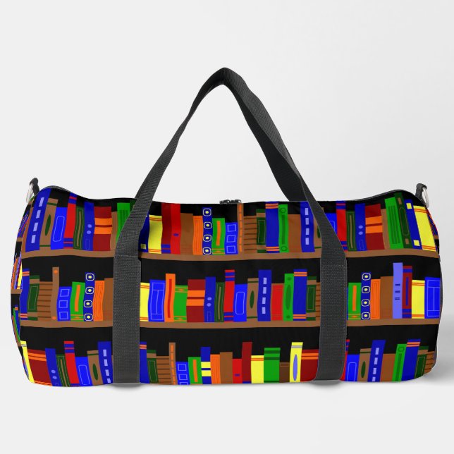 library books bookshelf  librarian duffle bag (Front)