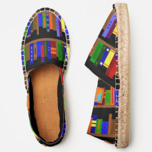 library books bookshelf  librarian espadrilles