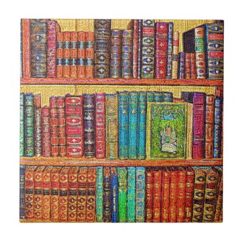 Library Books Ceramic Tile by Remembrances at Zazzle