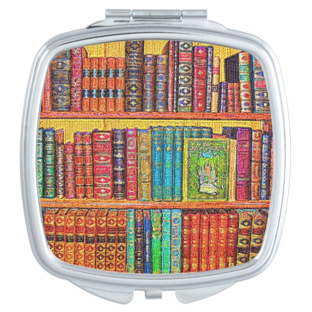 Library Books Compact Mirror (Front)