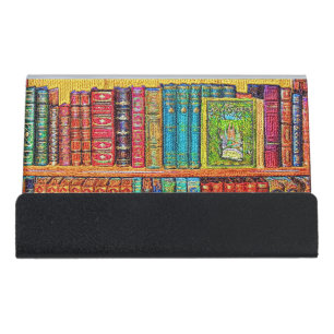 Library Books Desk Business Card Holder
