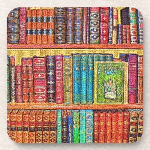 Library Books Drink Coasters