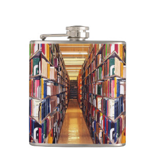 Library Books Hip Flask