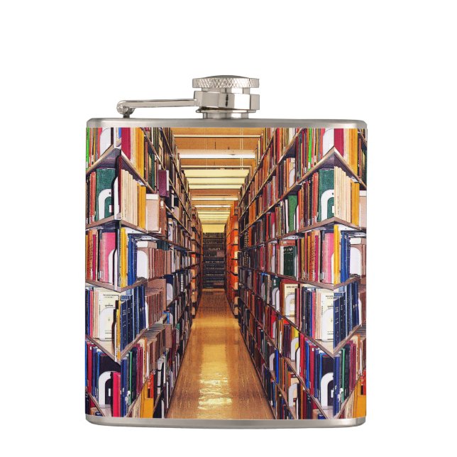 Library Books Hip Flask (Front)