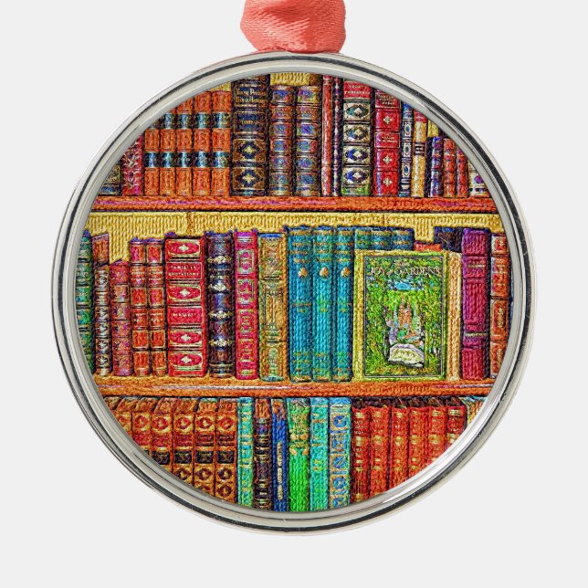 Library Books Metal Ornament (Front)