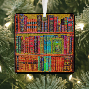 Library Books Metal Ornament