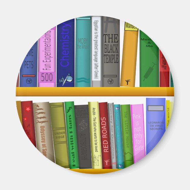 library books on shelves magnet (Front)