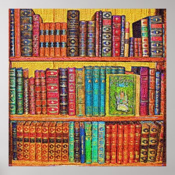 Library Books Poster by Remembrances at Zazzle