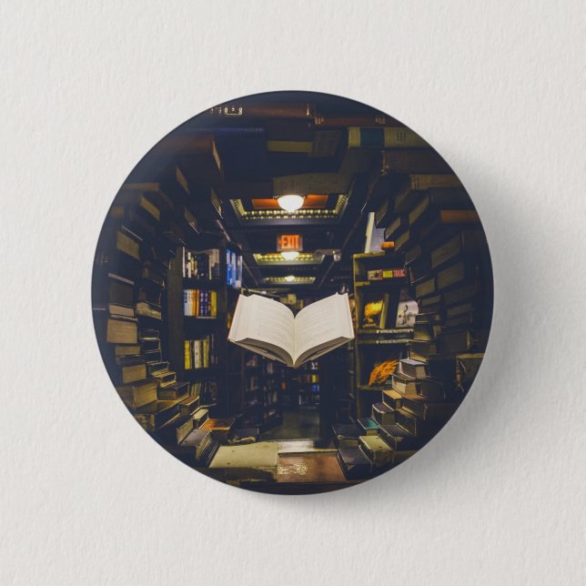 Library Books Shelves Open Book Read Button (Front)
