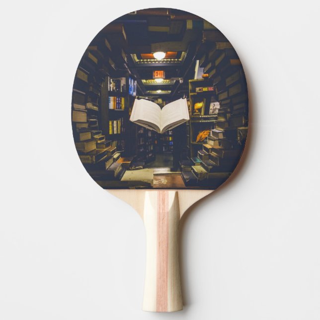 Library Books Shelves Open Book Read Ping Pong Paddle (Front)