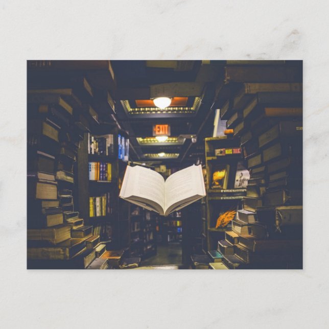 Library Books Shelves Open Book Read Postcard (Front)