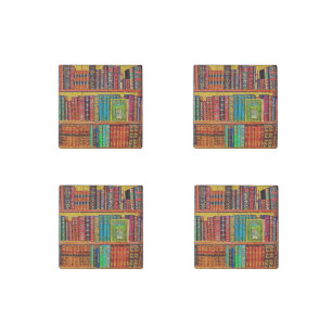 Library Books Stone Magnet