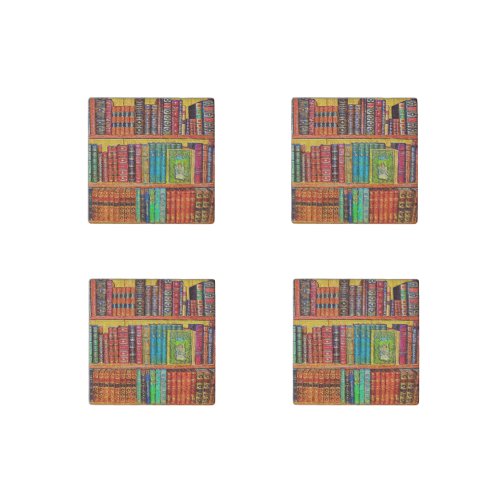 Library Books Stone Magnet