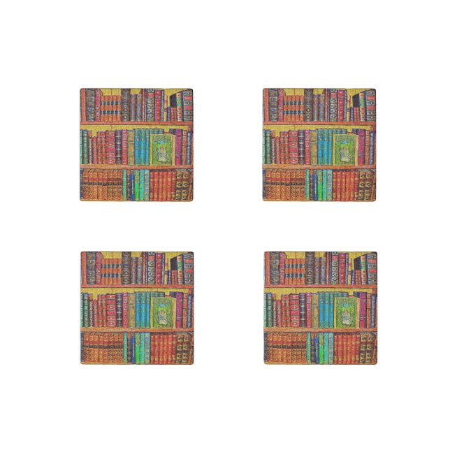 Library Books Stone Magnet (Front)