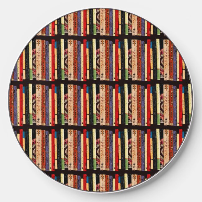Library Books Striped Pattern Wireless Charger