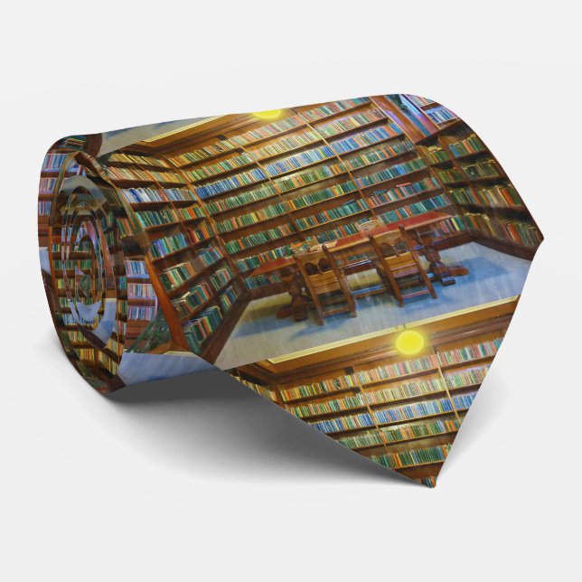 Library Books Water Colour, Neck Tie (Rolled)