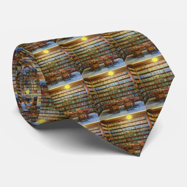 Library Books Watercolor,  Neck Tie (Rolled)