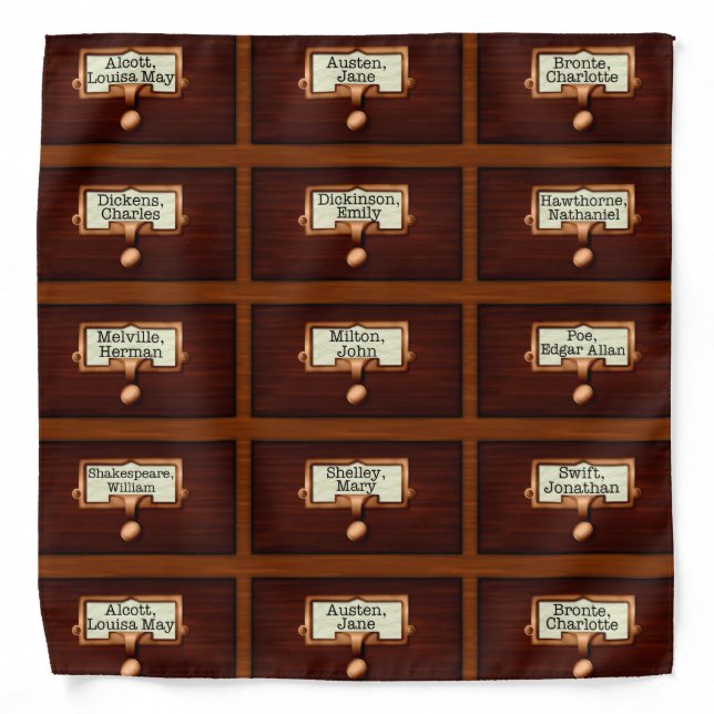 Library Books Wood Card Catalog Drawers Reading Bandana (Front)