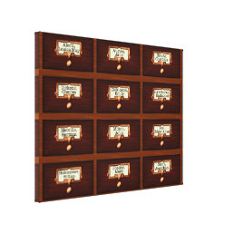 Library Books Wood Card Catalog Drawers Reading Canvas Print