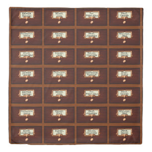 Library Books Wood Card Catalog Drawers Reading Duvet Cover