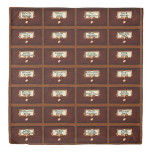 Library Books Wood Card Catalog Drawers Reading Duvet Cover