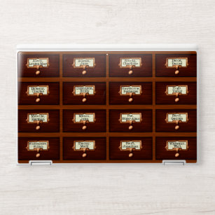 Library Books Wood Card Catalog Drawers Reading HP Laptop Skin