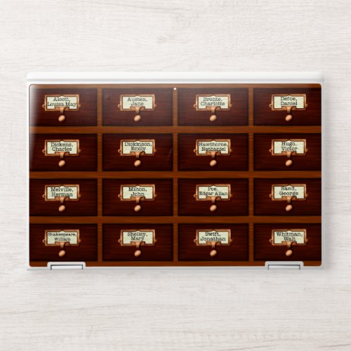 Library Books Wood Card Catalog Drawers Reading HP Laptop Skin