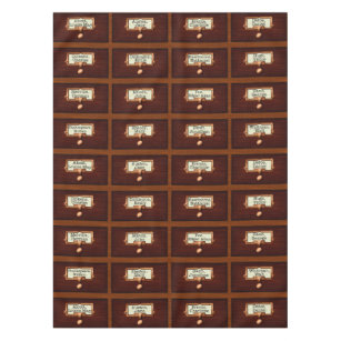 Library Books Wood Card Catalog Drawers Reading Tablecloth