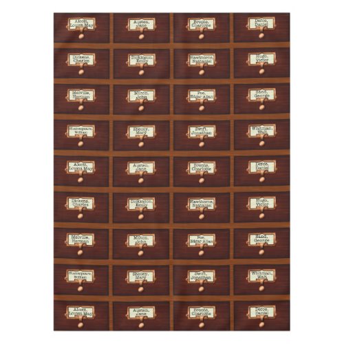 Library Books Wood Card Catalog Drawers Reading Tablecloth