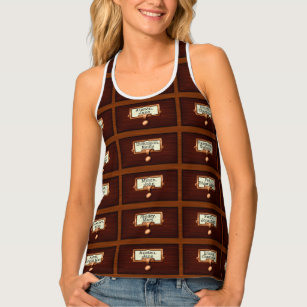 Library Books Wood Card Catalog Drawers Reading Tank Top