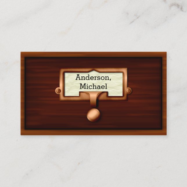 Library Books Wood Catalog Writer Author Librarian Business Card (Front)