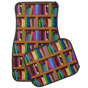 Library Bookshelf Books Colorful Reading Pattern Car Floor Mat