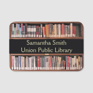 Library Bookshelf Design Name Tag