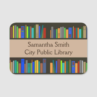 Library Bookshelf Design Name Tag