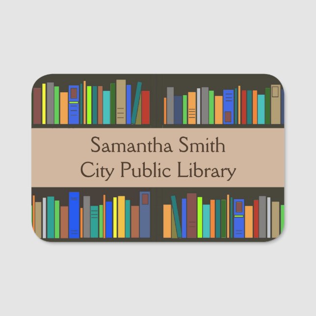 Library Bookshelf Design Name Tag (Front)